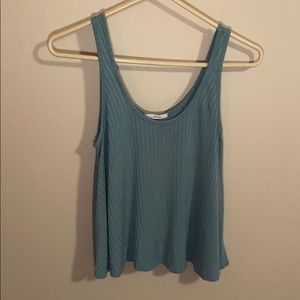 Ribbed teal scoop neck tank